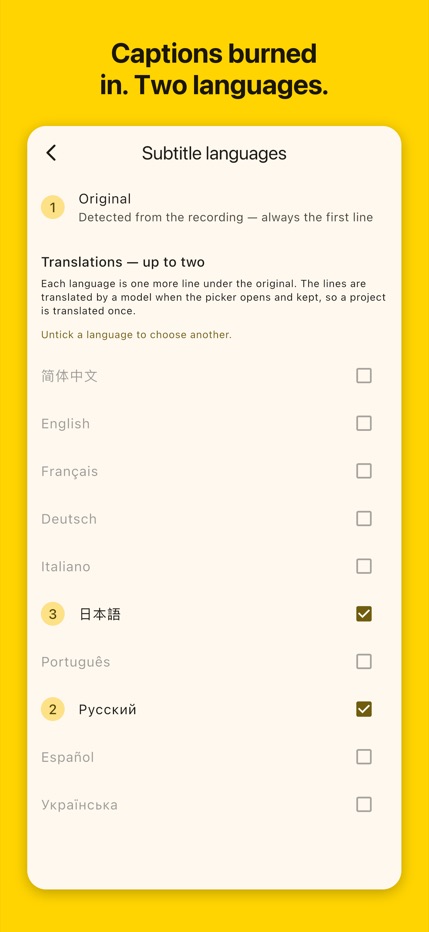 iPhone: subtitle translation settings