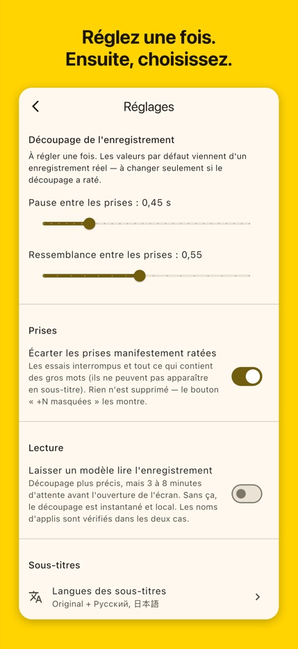 iPhone : réglages de l’application