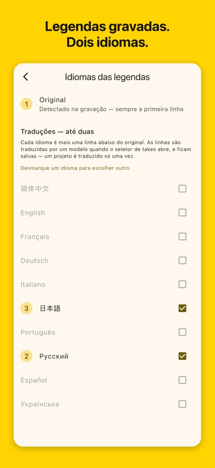 iPhone: definições de tradução de legendas